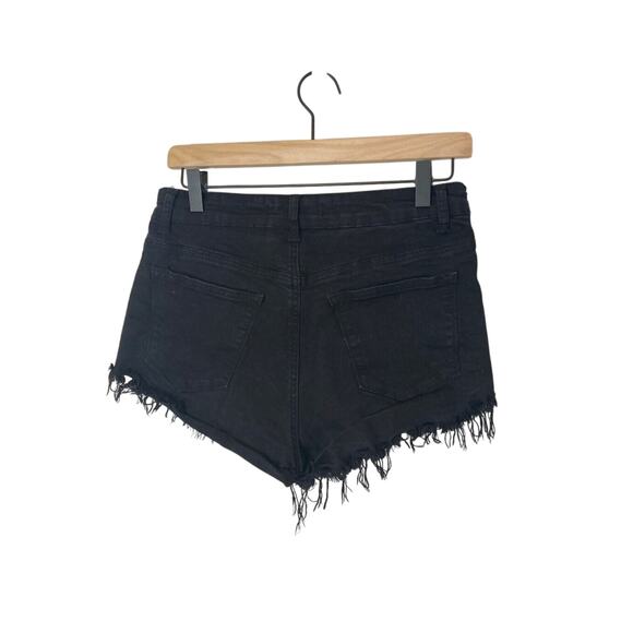 Kancan Distressed Estillo Black High Rise Mom Jean Emo Festival Shorts - Picture 3 of 4